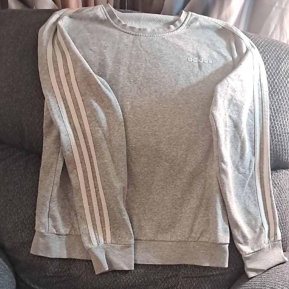 adidas Gray Sweatshirt with White Stripes